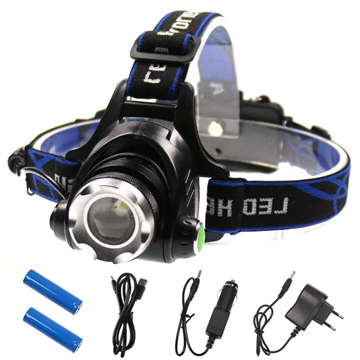 
Hot Sale Zoomable Head Torch 3 Modes Super Bright Camping Hiking Head Lamp Rechargeable LED Headlamp 