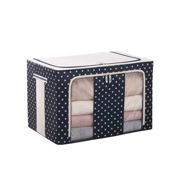 Large Capacity Oxford Cloth Steel Frame Quilt Storage Bag Clear Window Under Bed Storage Box
