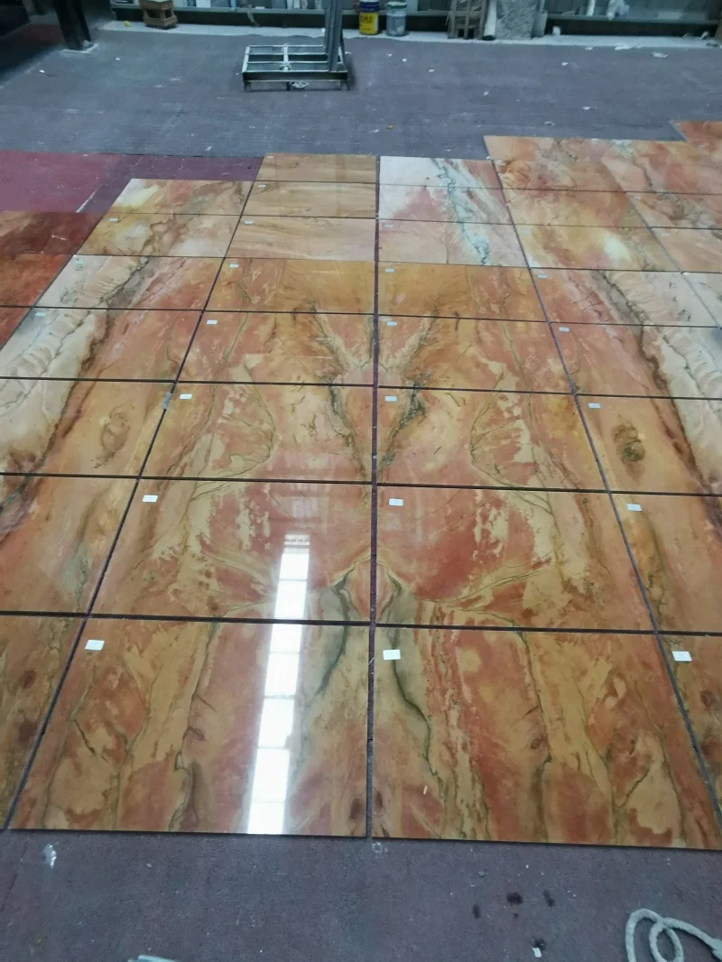 Luxury Polish Yellow Color Marble Rainbow Impression Stone Floor Wall Tiles Prices