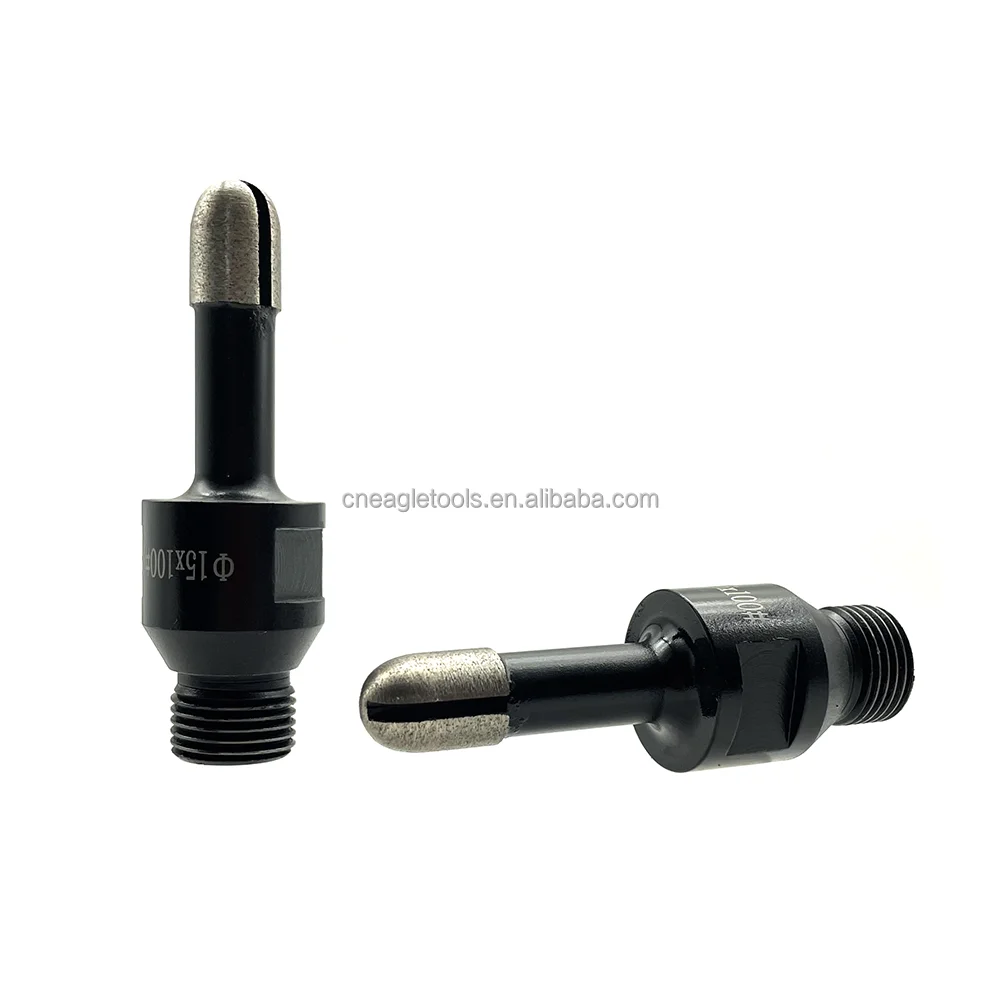 Crawnedeagle Half Ball Head Diamond Mill 10/12/16/20/25mm Diamond Finger Bits with Half Gas Thread for Granite Quartz