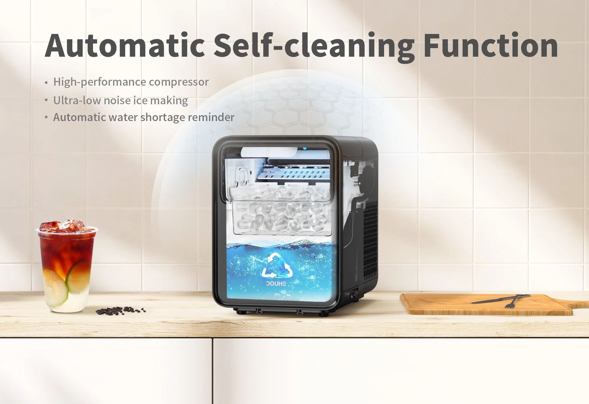 Food Grade PP Certificate Major Kitchen Appliances Factory Custom Home Party Automatic Portable Ice Maker Machine Mini