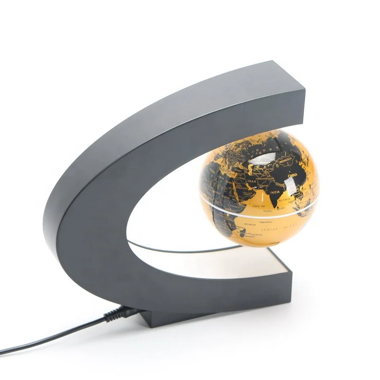 Size 6inch Levitation Rotating C Shape Magnetic Floating Globe With LED lights for Desk Decoration
