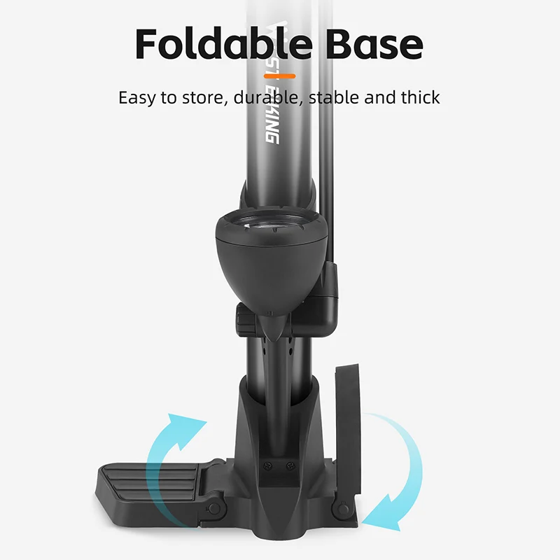 WEST BIKING Custom 160PSI High Pressure Bicycle Pump Valve Cycle Pump With Gauge Solid And Durable Stainless Steel Bike Pump