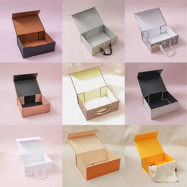 Luxury folding magnetic gift box packaging box underwear clothing packaging black mailer boxes
