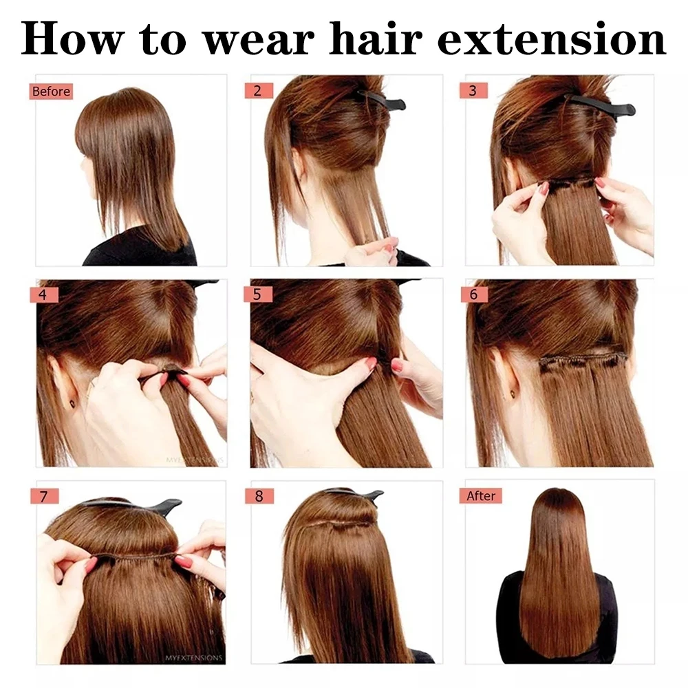 Rebecca 22Inchs Clip in Hair Extensions Long Straight Hairstyle Synthetic Blonde Black Hairpieces Heat Resistant False Hair