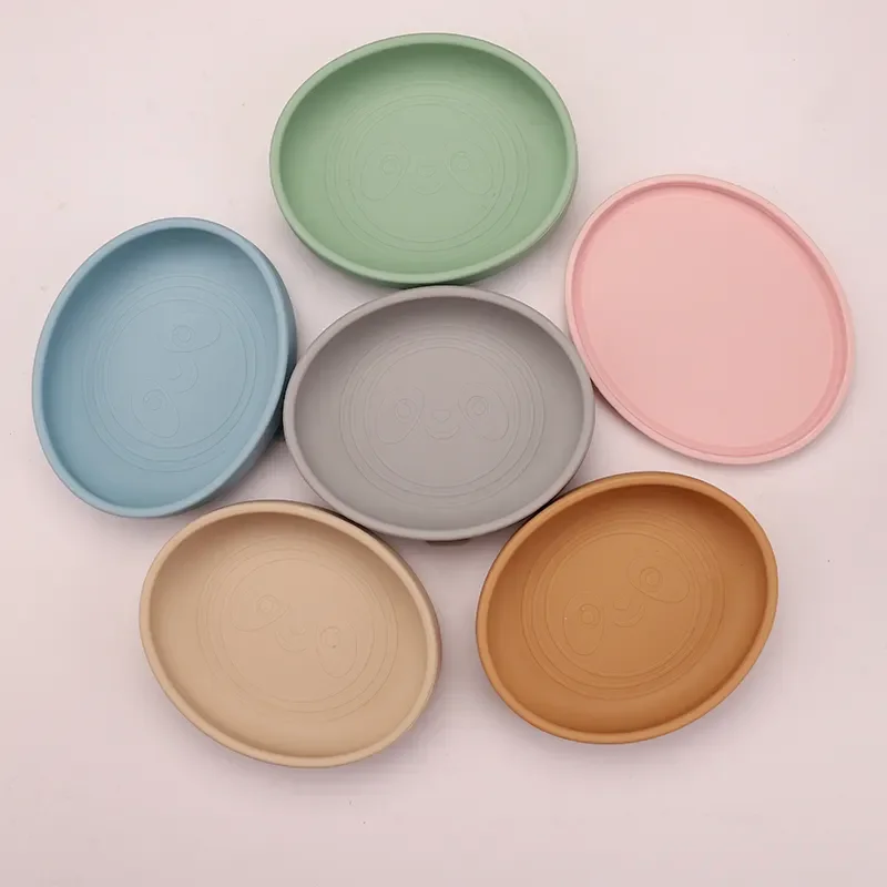 Easy To Clean Food Grade Silicone BPA Free Baby Silicone Bowl Cute Shape Silicone Baby Suction Bowl  With Lids