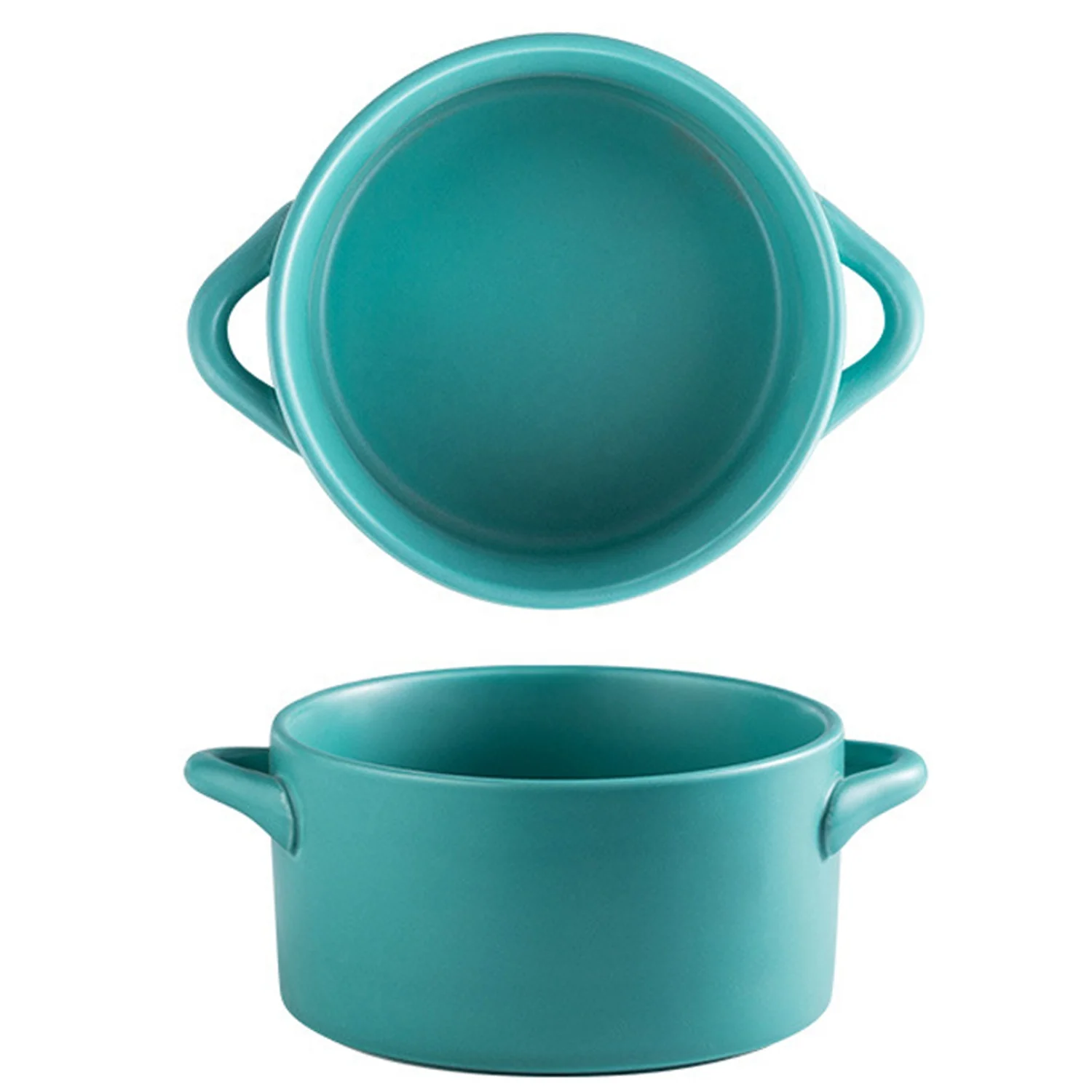 
Hot Sale 5.5 inch Ceramic Soup Pot with Double Handle Porcelain Round Bowl Matte Colors Under Glazed AWS110030 