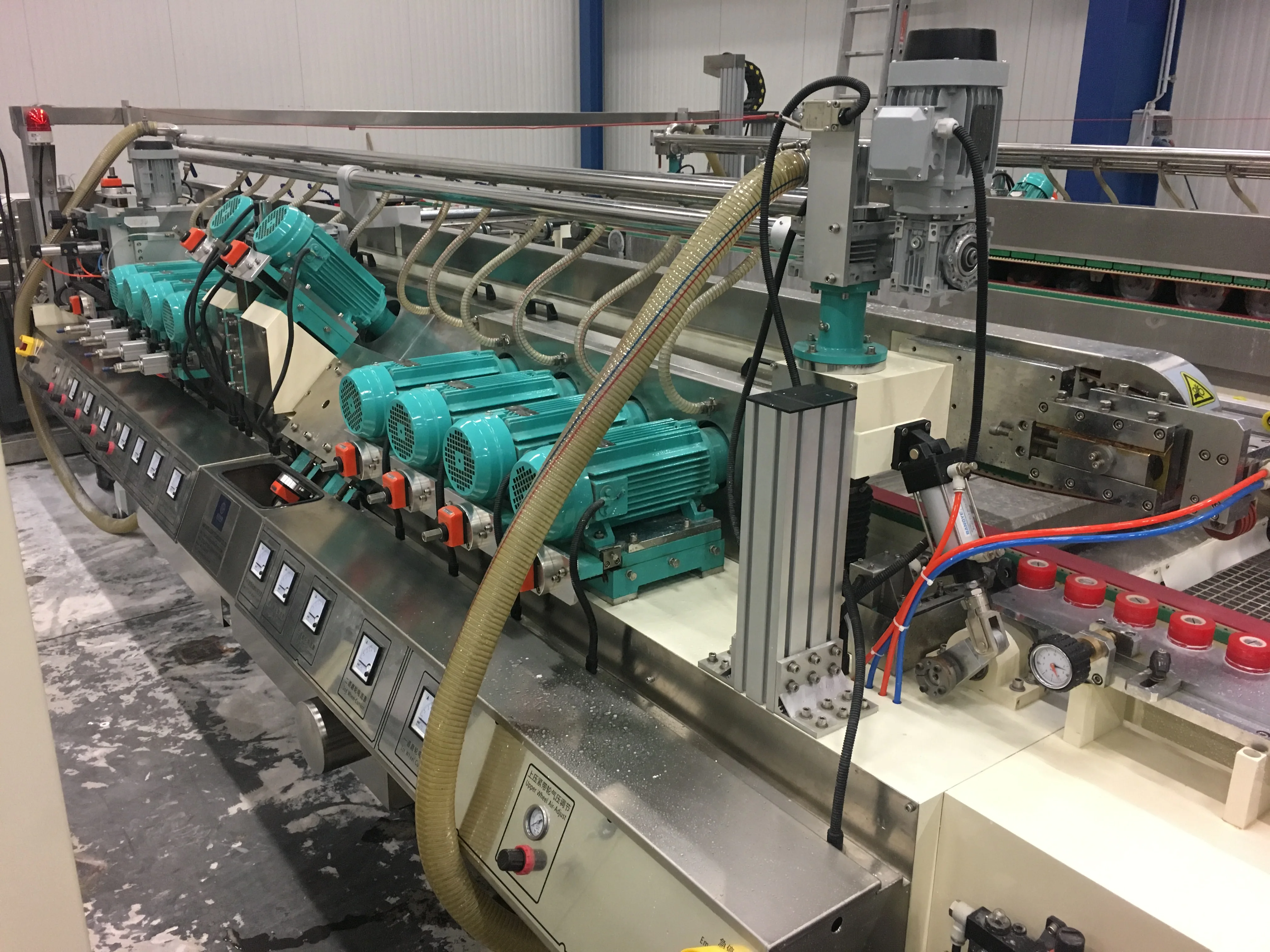 Long life glass bilateral edger glass grinding machine processing line straight combination glass edging machine