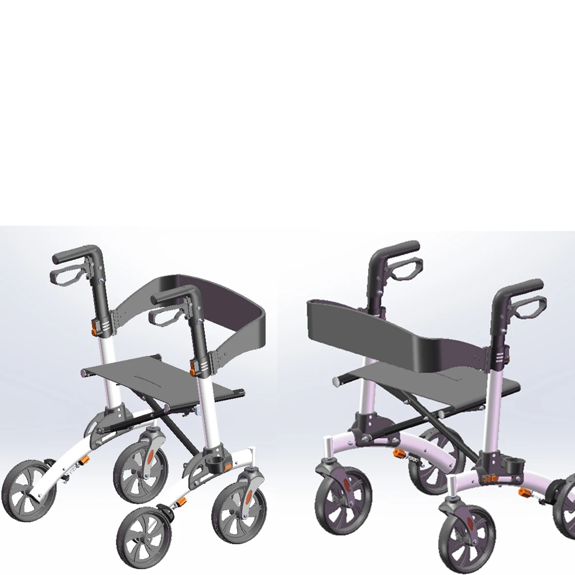 Aluminum frame assisted walking wheelchair disabled walker rollator walker with crutch holder
