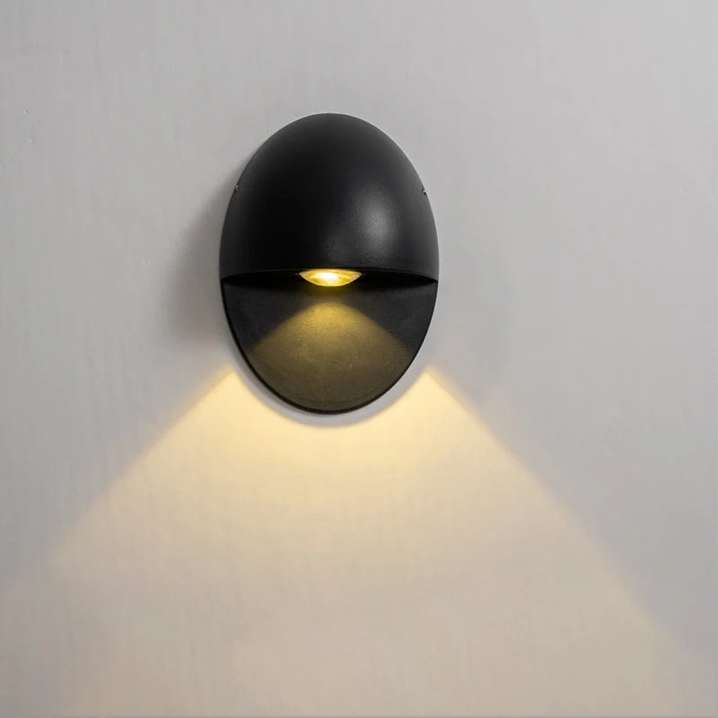 1W Egg-shape Modern Solid-colour Warm White Wall Lamp Metal Up and Down Waterproof Outdoor Lights for House Porch Garage