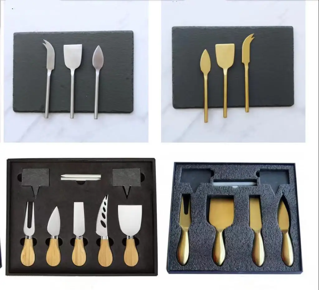 Quality Gold color 3pcs Gold  Knife Set Stainless Steel  Cheese Cake Cutter dessert cutlery