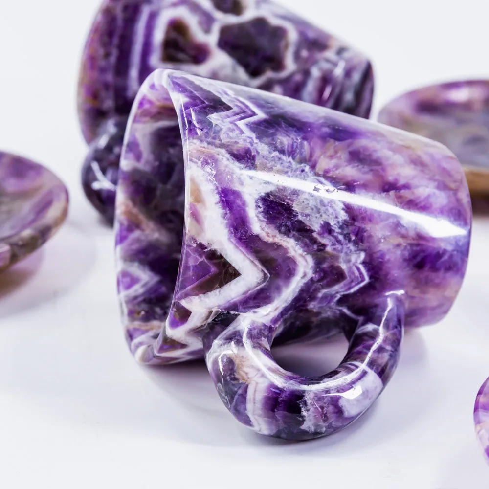 Wholesale Natural Quartz Folk Crafts Bowl Healing Stones Dream Amethyst Crystal Cup For Home Decoration