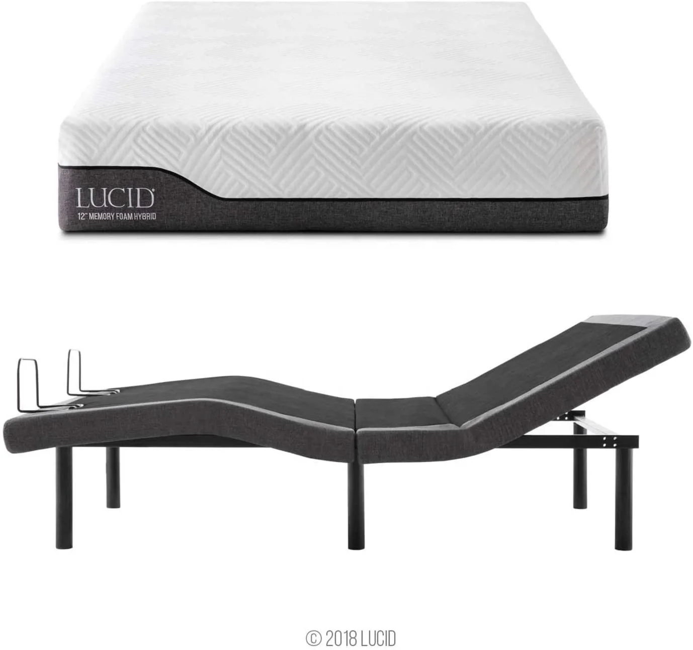 electric Adjustable Bed Base with 12 Inch Memory Foam Hybrid Mattress - Queen