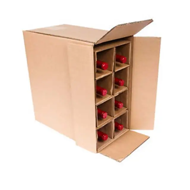 
Cardboard box 3-Layer B-Flute Flexo wine bottle carton box with separator 