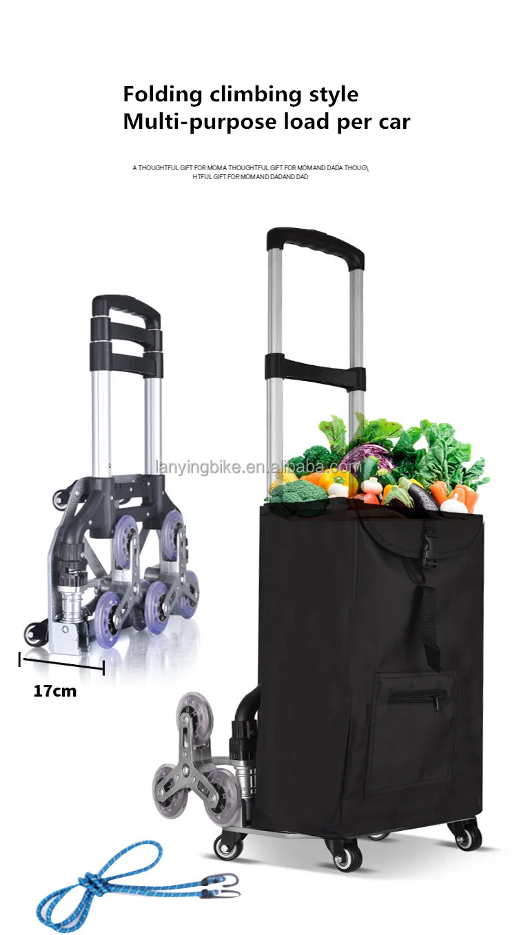 Shopping Trolley Aluminium Easy Carry Folding Truck Hand Cart Transport Trolley+Black package