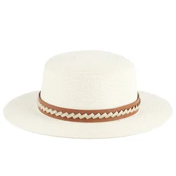 Summer Outdoor Simple Leisure Sunshade Sunblock Straw Hat Flat Top Straw Knitted Hat For Men And Women