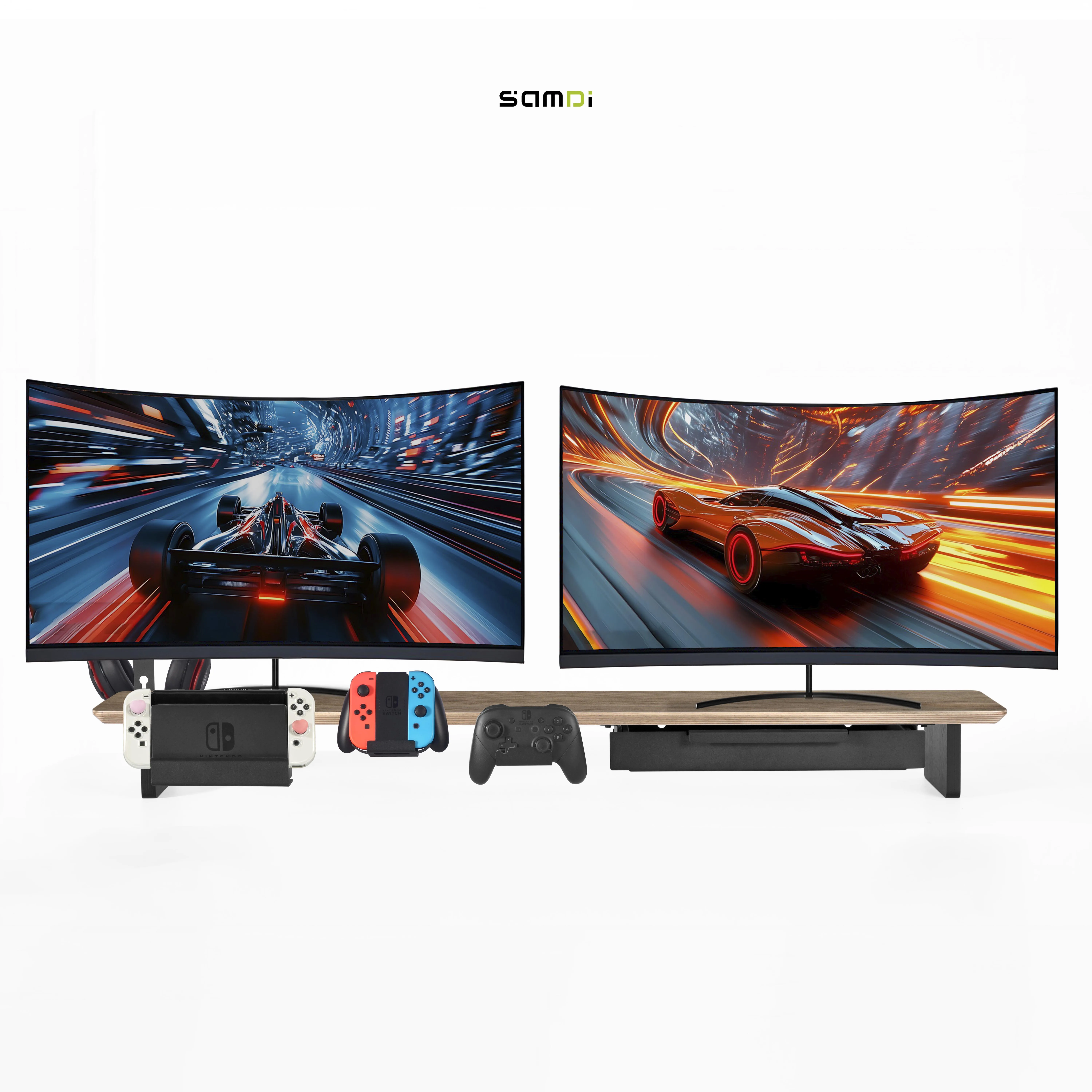 2024 New High Quality Walnut Wood Monitor Stand Organized Storage Multi Functional Desktop Organizer