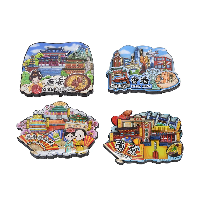 OEM/ODM Factory Custom City Personalized Epoxy Resin Souvenir Promotion Hangzhou Wooden Fridge Magnet