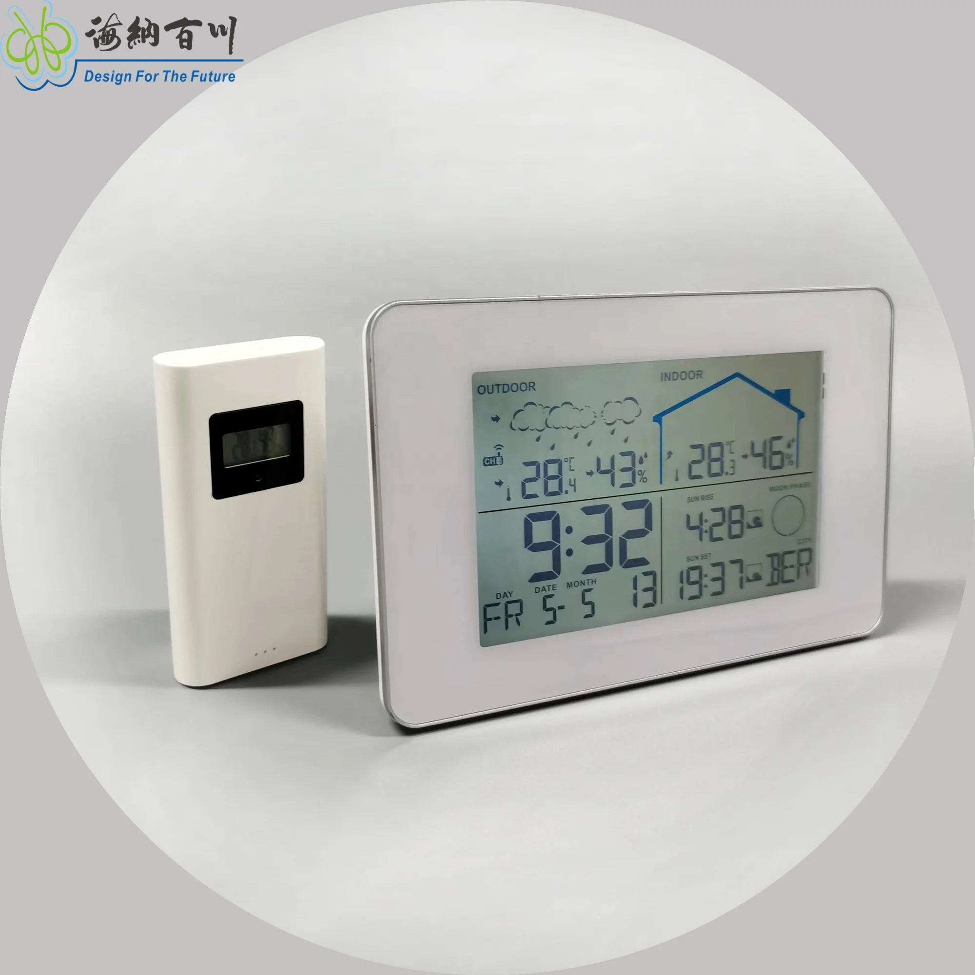 OEM/ODM Digital Weather Station with Clock Plastic Flat Design Direct Factory Supply Desktop Display