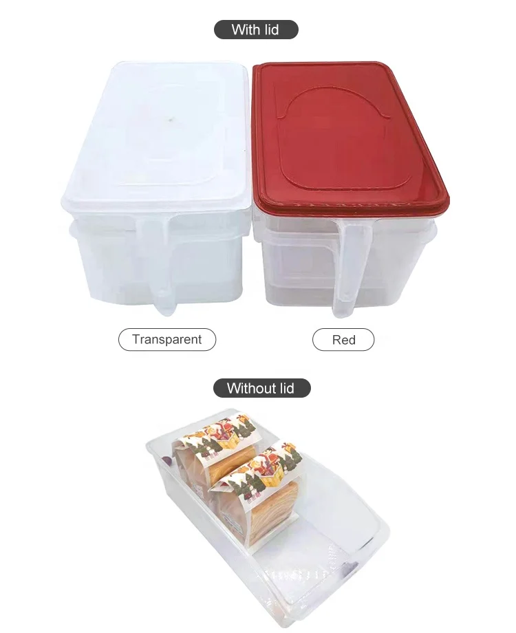 kitchen Transparent sealed refrigerator plastic storage box with handle lid for fruit vegetable storage