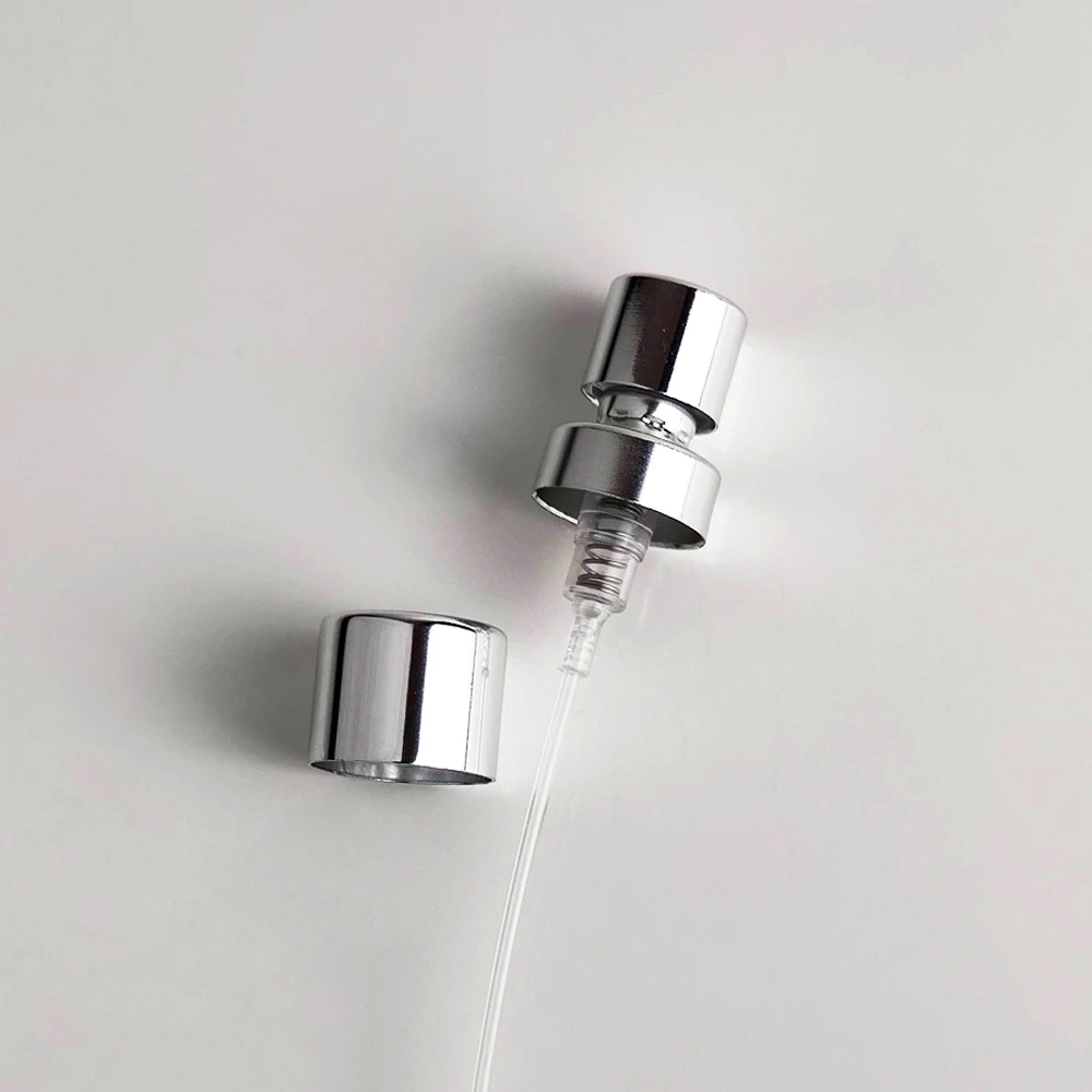 In stock 15mm 15fea aluminium gold silver back spray crimp pump and collar for perfume bottle