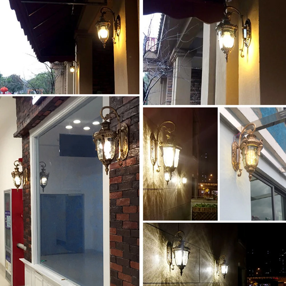 aluminum shell Waterproof Outdoor glass european antique classic vintage style Led Main Gate garden wall Light lamp