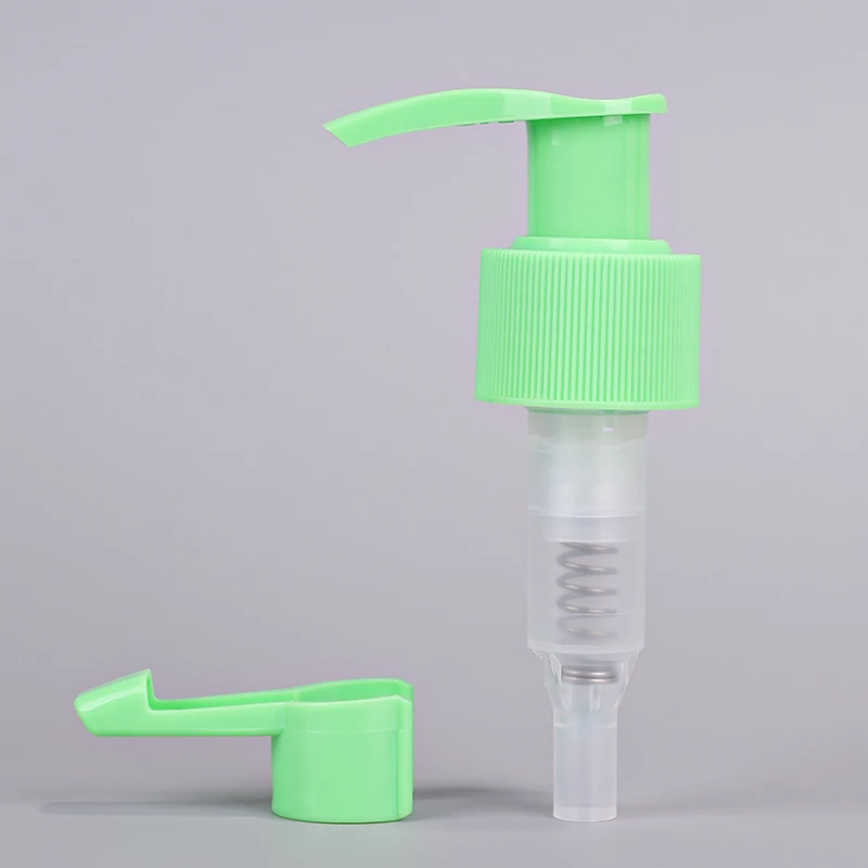 green color lotion pump 24/410 with clip for soap dispenser pump with aluminium ribbed sprayer pump