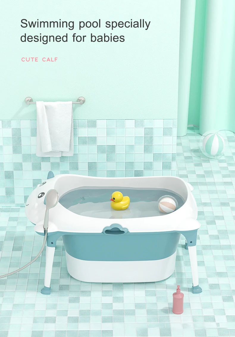 Plastic Household Fold Away Portable Twin China Baby Clawfoot Shower Bath Wash With Tub Pad White Net Spray Swimming