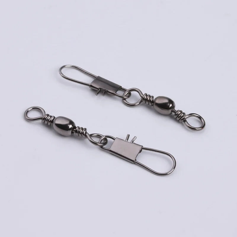 Fishing Accessories Tackle Fishing Connector Snap Swivels Rolling Ball Bearing Barrel Swivel with Safety Snap Connector