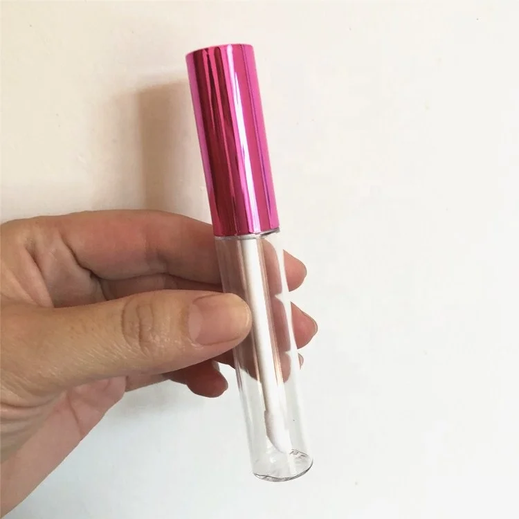 10ml Pink Blue  Round Lip Gloss Tubes Packaging with Wand Plastic Empty Wholesale Glitter Lip Gloss Tube