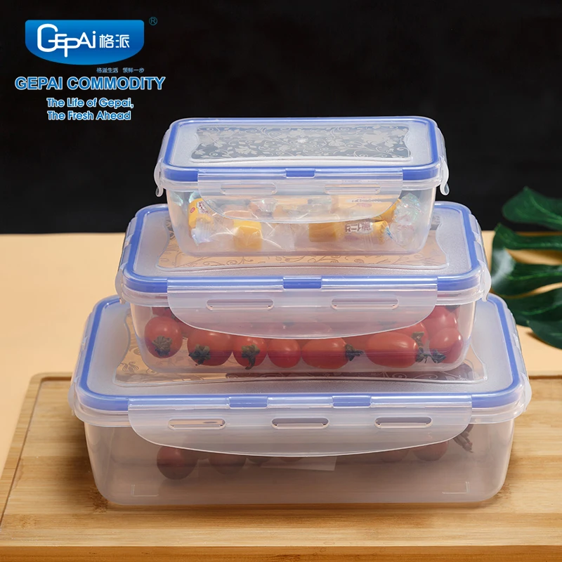 400ML Airtight Microwave-Ready Rectangular Plastic Food Storage Container Lid Take-Away Disposable Plastic Packaging Containers