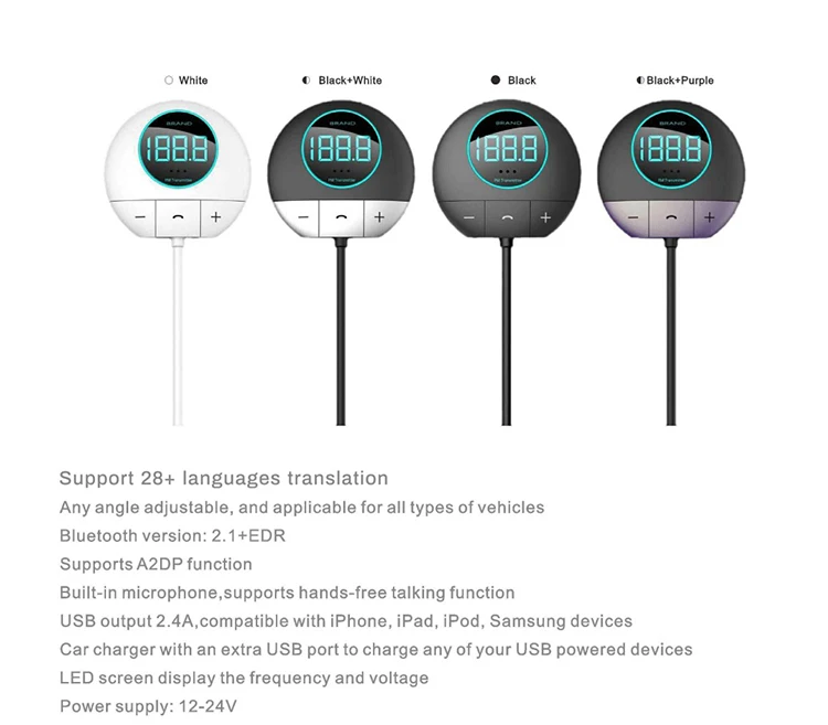 
Bestseller 2019 3-in-1 Function Wireless Bluetooth FM Transmitter Car Charger AI Translator 