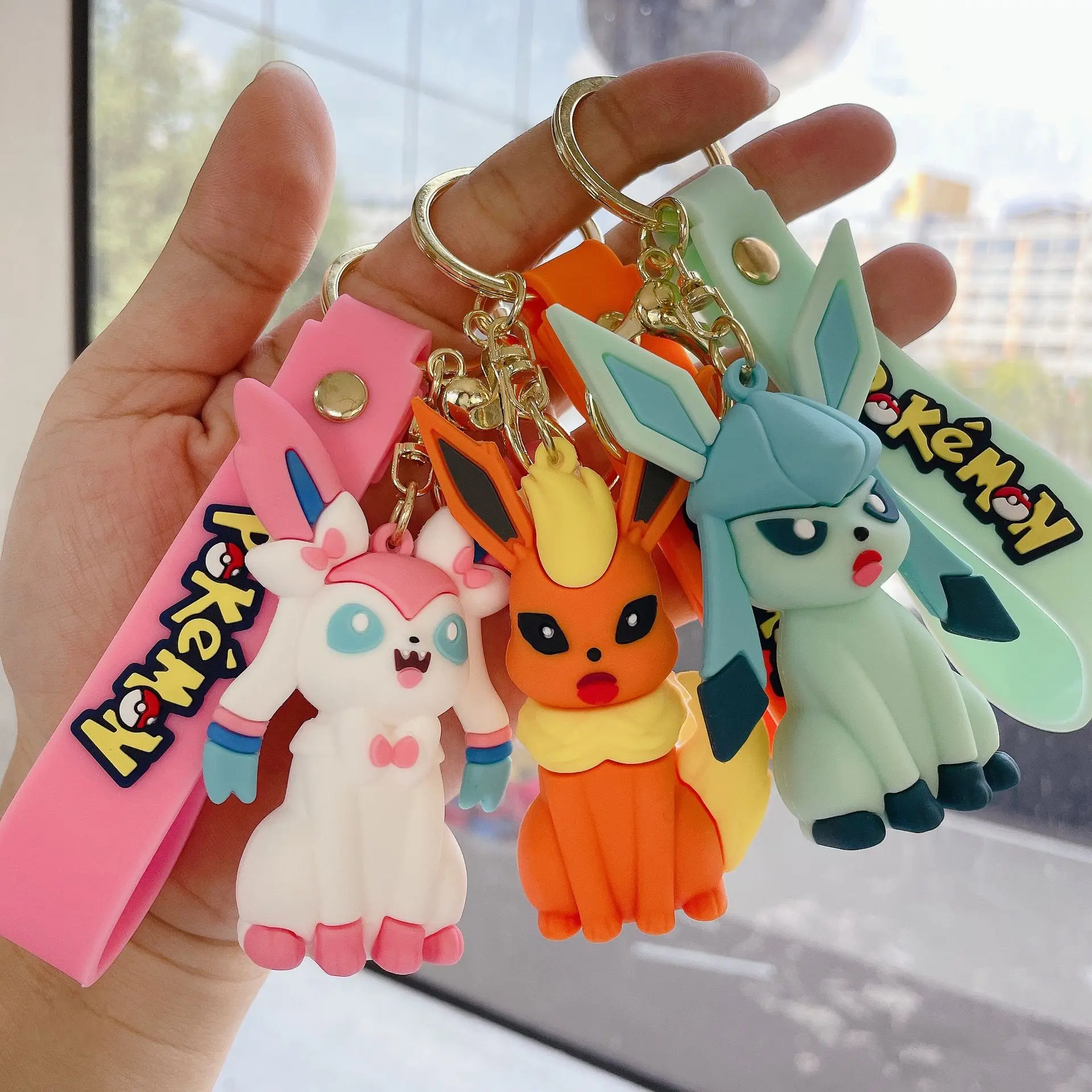 Wholesale High Quality Direct Factory Pocket Monster Figure Cartoon Pokemon PVC Cute Keychain 3D Rubber Key Chains