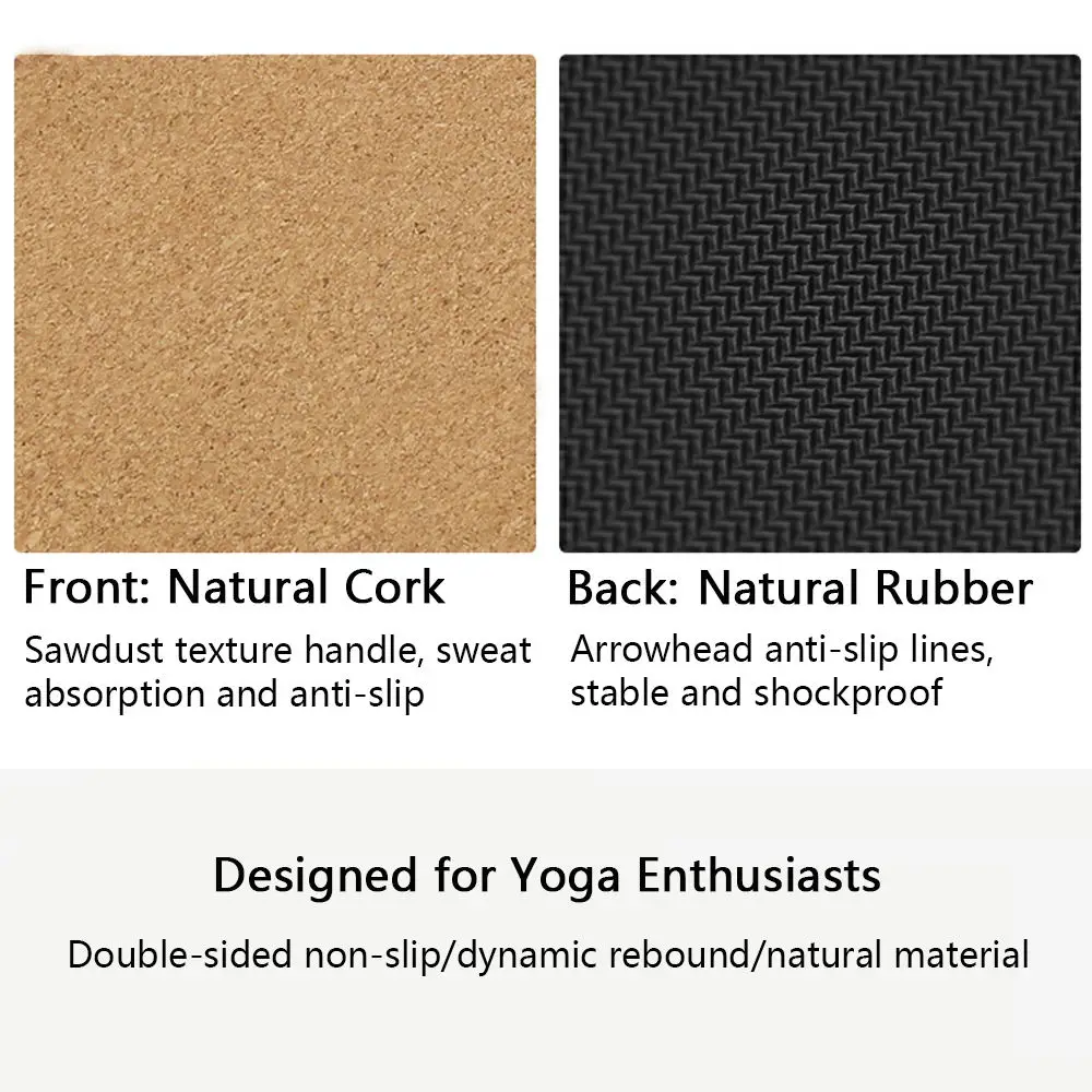 Extra Large Thick Non-Toxic Premium PVC Rubber Backing Natural Sustainable Resists Germs Odor Cork Yoga Mat