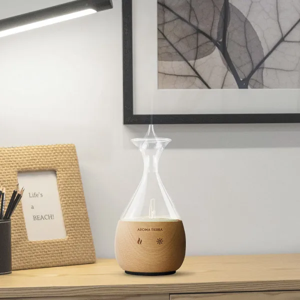 Pure Essential Oil Nebulizing Diffuser Made of Blank Wood and Glass. Waterless Oil Diffuser, No Heat, No Plastic oil contact