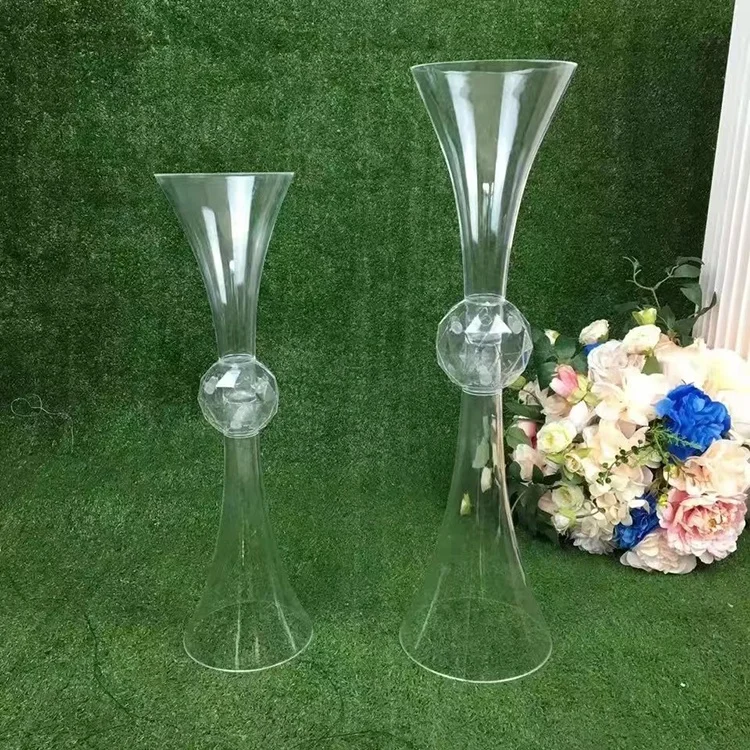 50cm 60cm trumpet modern plastic clear acrylic flower vases for weddings flowers centerpieces
