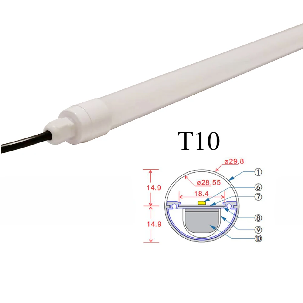 High quality 3 years warranty special design structure long life span safty 192 LEDs  4 feet T10 T8 waterproof LED tubes