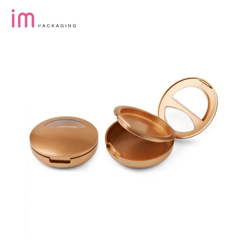 ABS half mirror 54mm double layer compact powder blush case luxury compact powder container