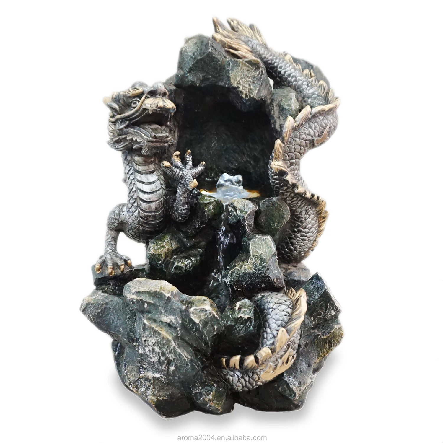 mystical dragon tabletop LED water fountain polyresin waterfall
