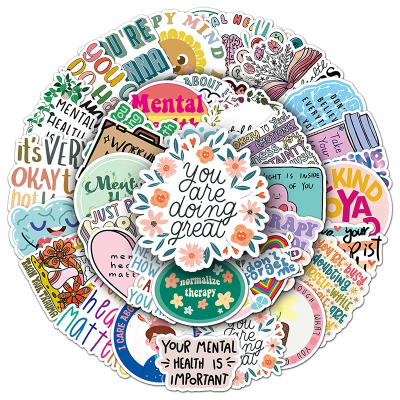 100Pcs High Quality Words Encouragement Mental Health Stickers For Girl Laptop Waterproof Custom Label