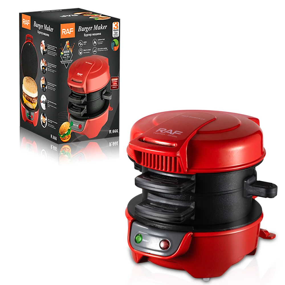 Burger Mold Hamburger Press Patty Maker Red Color Electric Multi-functional Sandwich Breakfast Machine