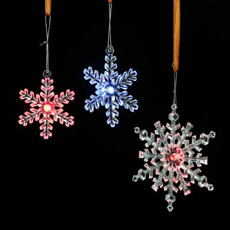 
Christmas Tree Decoration Hanging Luminous Snowflake Acrylic Star LED Light Festival Xmas Party Ornament 10cm 