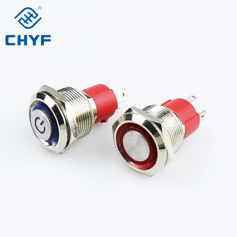16mm 19mm 22mm latching metal push button switch 10A 20A big current  nickel plated brass  waterproof push button switch