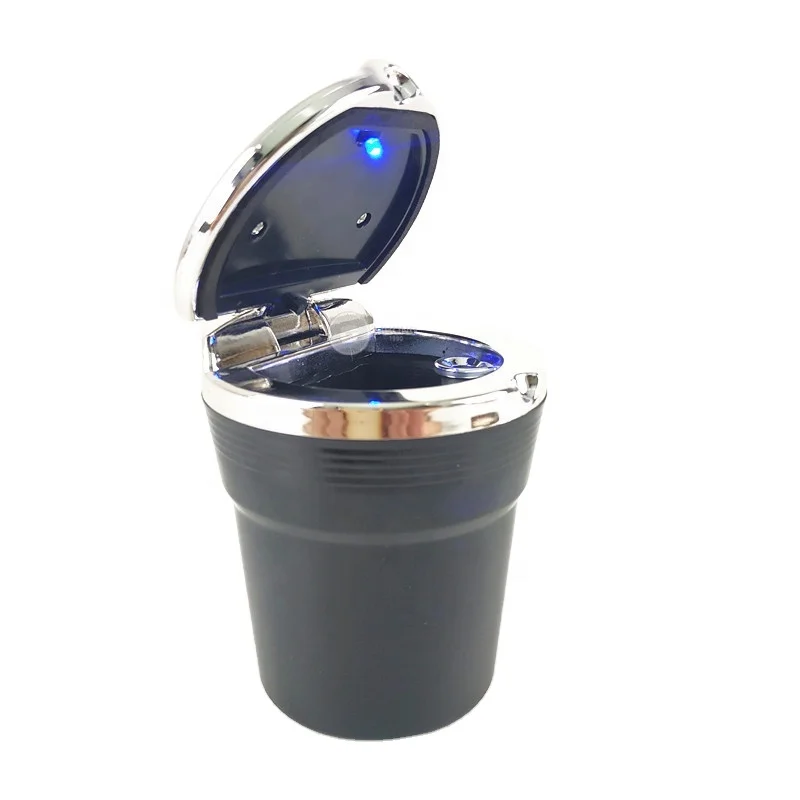 Car LED Light Metal Ashtray Cigar Holder Cylinder Cup Plastic LED Ashtray