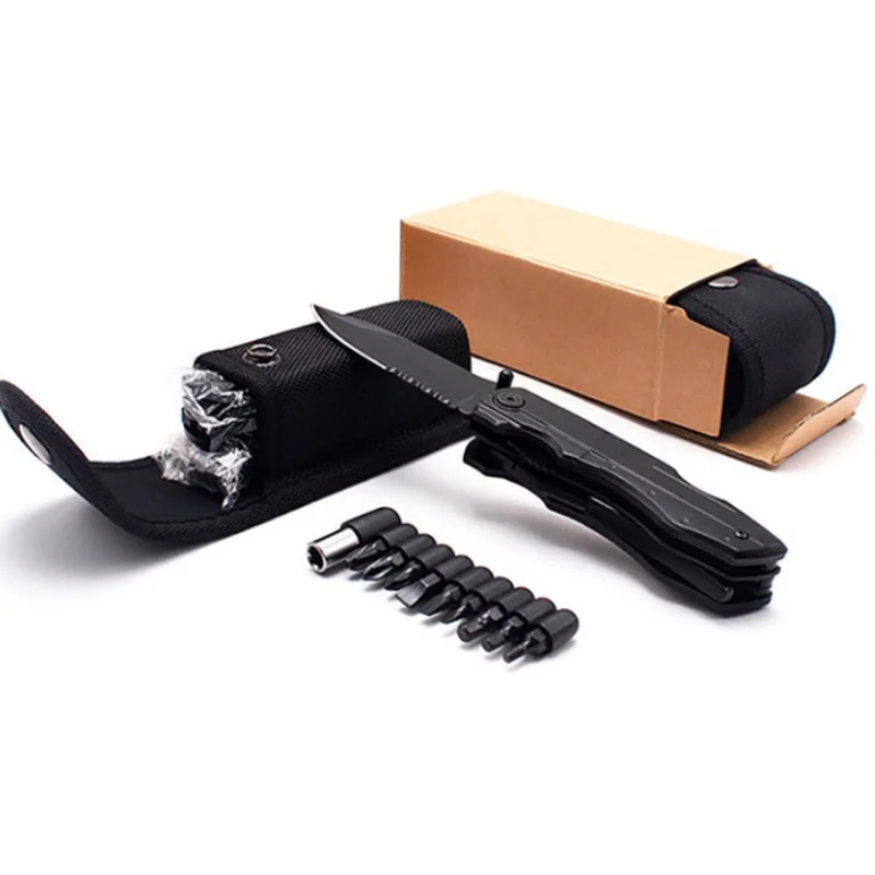 Stainless steel survival pocket knife with screwdriver head aluminum,Folding knife screwdriver Manual pliers