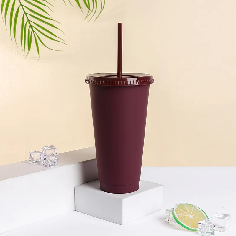 Reusable Cup with Lid and Straw Plastic Colorful Iced Coffee Cup Travel Mug Cold Drink Bulk Tumbler for Birthday Party