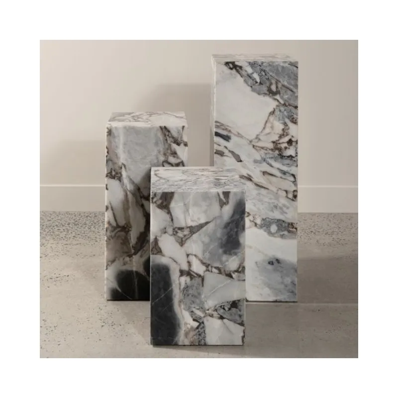 SHIHUI Living Room Stone Furniture Natural Stone Marble Sofa Bed Side Table Galaxy Blue Ocean Storm Marble Plinth