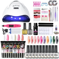 Label OEM nail diy art gel nail set kit with uv lamp and drill for beginner