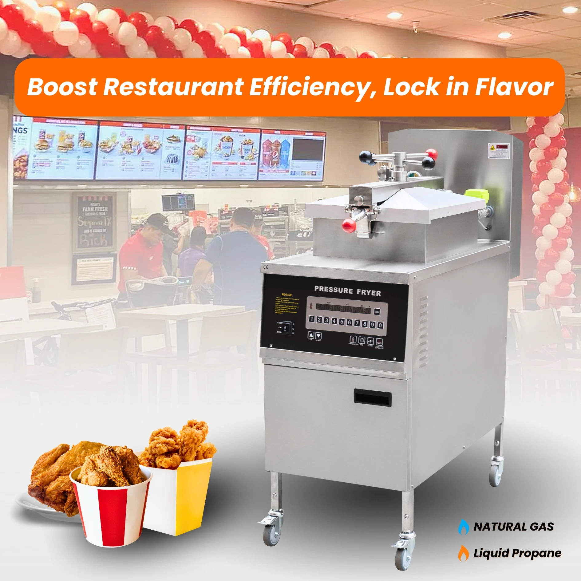 TENSHINE Reliable Chicken Broaster Industrial Pressure Fryer Henny Penny Fryer Pressure Fryer Motor