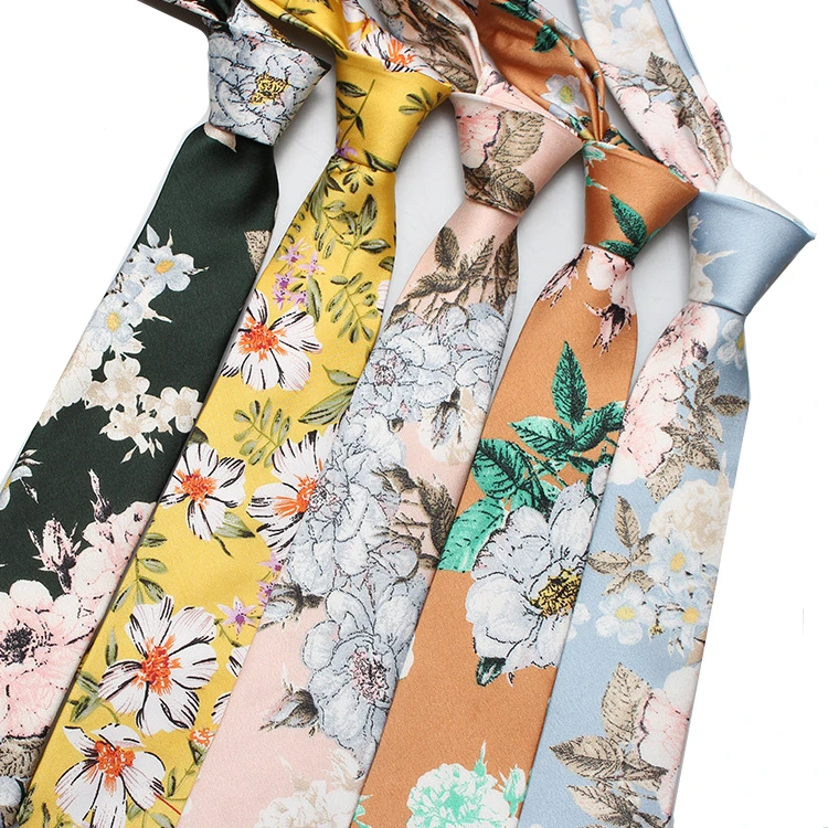 Новый бренд галстуки из полиэстера с цветочным принтом растений для мужчин